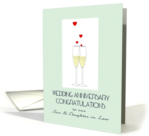 Wedding Anniversary Son and Daughter in Law Champagne and Hearts card