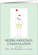 Wedding Anniversary Son and Daughter in Law Champagne and Hearts card