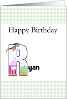 Birthday Name Beginning with Letter R Ice Cream Shack Beach Scene card