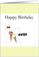 Birthday Name Beginning with Letter X Ice Cream Cones card