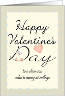 Valentine’s Day for Son Away at College Pink Heart Footballer card