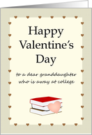 Valentine’s Day for Granddaughter at College Pink Heart and Books card