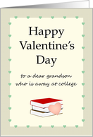 Valentine’s Day for Grandson at College Pink Heart and Books card