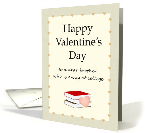 Valentine's Day for Brother At College Pink Heart And Books card