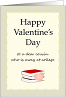 Valentine’s Day for Cousin at College Pink Heart and Books card