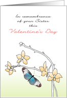 In Remembrance of Sister Valentine’s Day Blue Butterfly and Flowers card