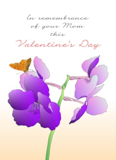 In Remembrance of Mom Valentine's Day Brown Butterfly Purple Orchids