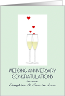 Wedding Anniversary Daughter and Son in Law Champagne and Hearts card