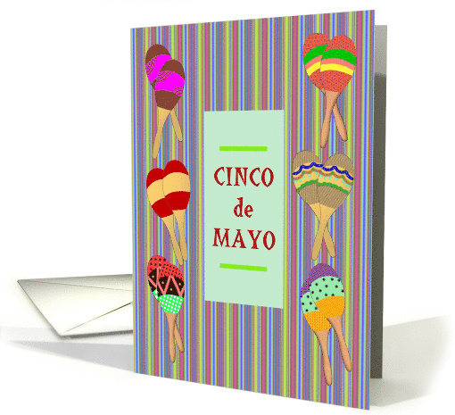 Cinco de Mayo Colorful Maracas on Multi-Colored Stripes card (1467350)