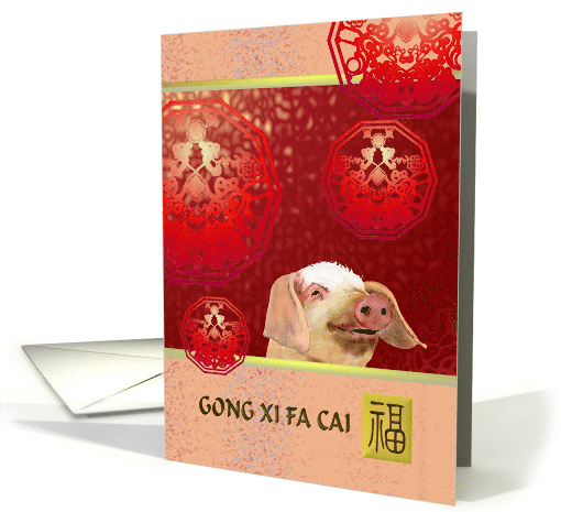 Chinese New Year Of The Pig Cute Pig Floral Patterned Discs card