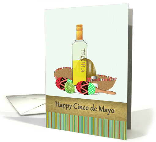 Birthday on Cinco de Mayo Tequila Maracas and Sombrero card (1467560)