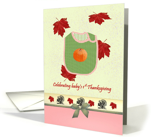Baby's 1st Thanksgiving Bib with Pumpkin Motif Fall Foliage card