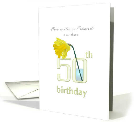Friend's 50th Birthday Daffodil Resting In The Number 50 card