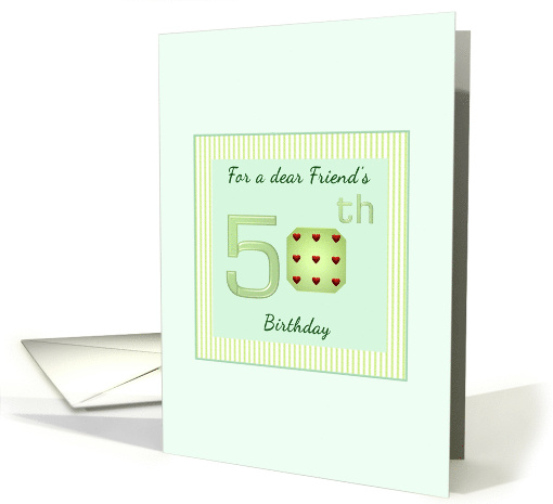 Friend's 50th Birthday Solid Numeral 0 Dotted With Red Hearts card