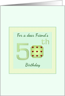 Friend’s 50th Birthday Solid Numeral 0 Dotted With Red Hearts card