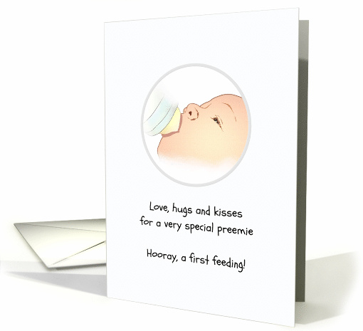 Baby Preemie's First Feeding Infant Feeding From A Bottle card