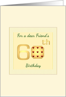 Friend’s 60th Birthday Solid Numeral 0 Dotted With Red Hearts card