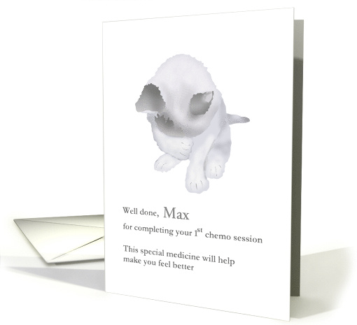 Pet Cat's 1st Chemo Session Cat With Paw Covering Its Eyes card