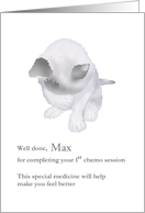 Pet Cat’s 1st Chemo Session Cat With Paw Covering Its Eyes card