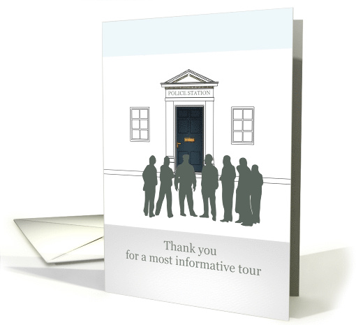 Thank you for police station tour, group outside station card