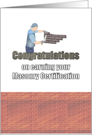 Congratulations on Becoming a Mason Man Laying a Brick Wall card