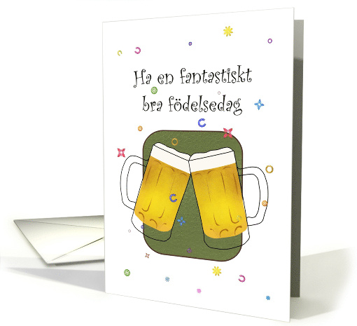 Birthday in Swedish Clinking Beer Glasses card (1471146)