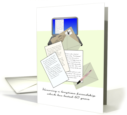 60 Years Pen Pal Friendship Anniversary Letters Written And Typed card