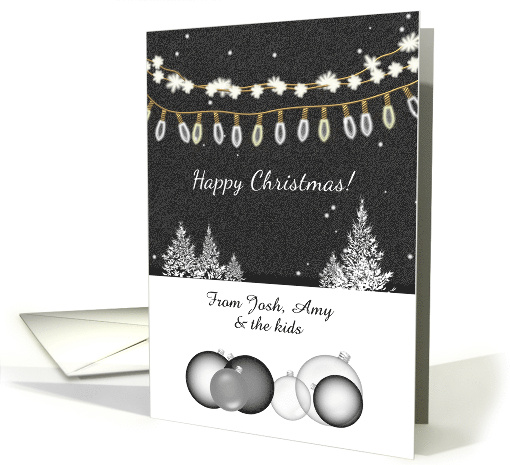 Custom Christmas Greeting Pretty Lights and Trees in Night Sky card