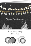 Custom Christmas Greeting Pretty Lights and Trees in Night Sky card