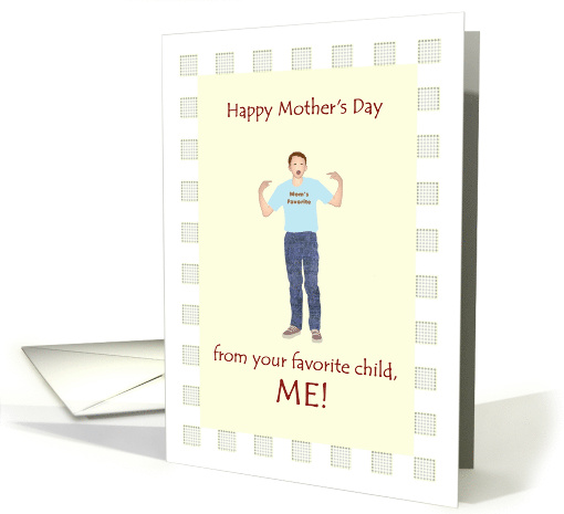 From Favorite Child Mother's Day Young Man Pointing to Himself card