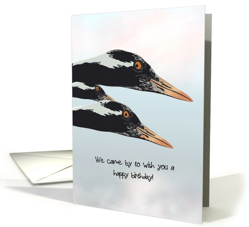 Partial Profile Of Cranes Flying By With A Birthday Wish card