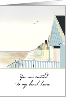 Invitation To A Beach House Row Of Beach Huts Empty Beach card