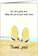 Thank you for great time at beach house, flip flops in the sand card