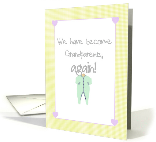 Announcement becoming grandparents again baby grow on hanger card