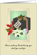 Present From Santa Poinsettia Flowers Holly Bauble Christmas card