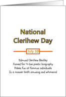 National Clerihew Day Clerihew Poem on Edmund Clerihew Bentley card