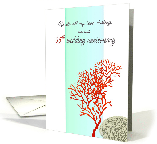 35th Coral Wedding Anniversary for Spouse Marine Coral card (1475532)