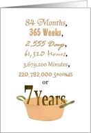 7th Copper Wedding Anniversary for Spouse 7 Years Broken Down to Secs card