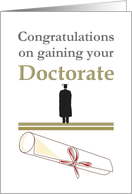 Congratulations Gaining Doctorate Man In Cap And Gown card