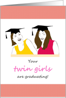 Congratulations to Parents of Twin Girls Graduating Girls in Caps card