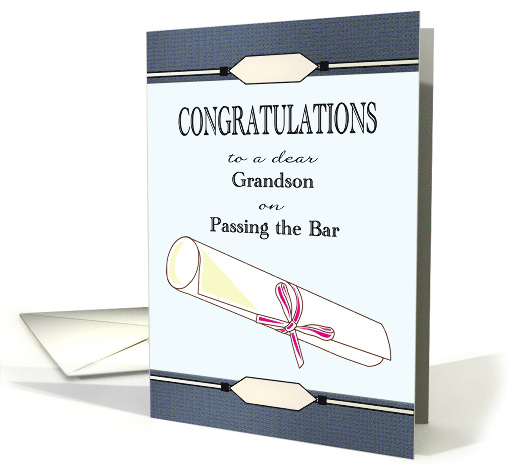Grandson Passing Bar Exam Certificate Tied With Pink Ribbon card