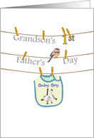 Grandson’s 1st Father’s Day Baby Boy Bib Bird and Greeting on Line card