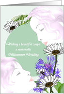 Lesbian Wedding On Summer Solstice Beautiful Couple Midsummer Florals card