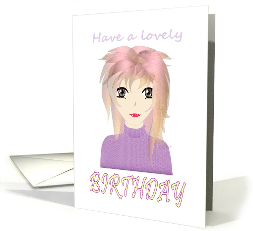 Anime Birthday Lady Drawn In Anime Style card (1480514)