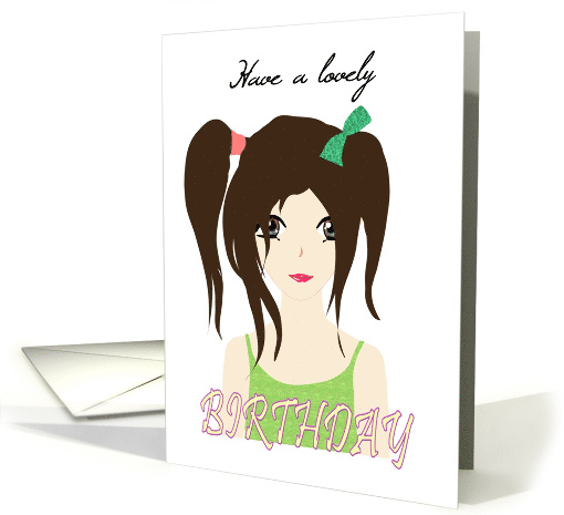 Anime Birthday Young Lady Drawn in Anime Style card (1480612)