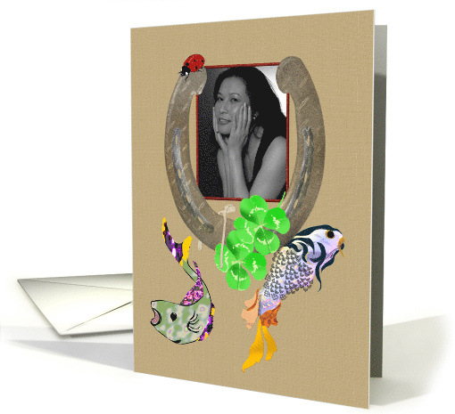 Photocard Good Luck Greeting With Good Luck Symbols card (1482186)