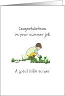 Summer Job Little Guy Weeding Gardens Congratulations card