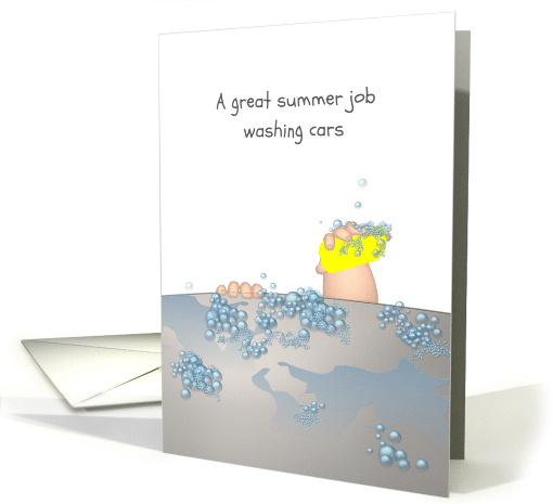 Summer Job, Kid Washing Car, Congratulations card (1482418)