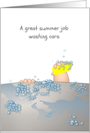 Summer Job, Kid Washing Car, Congratulations card