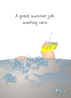 Summer Job, Kid Washing Car, Congratulations